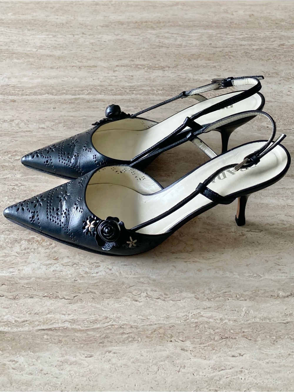 Vintage Prada Rosette Slingback Heels - Picture 4 of 10